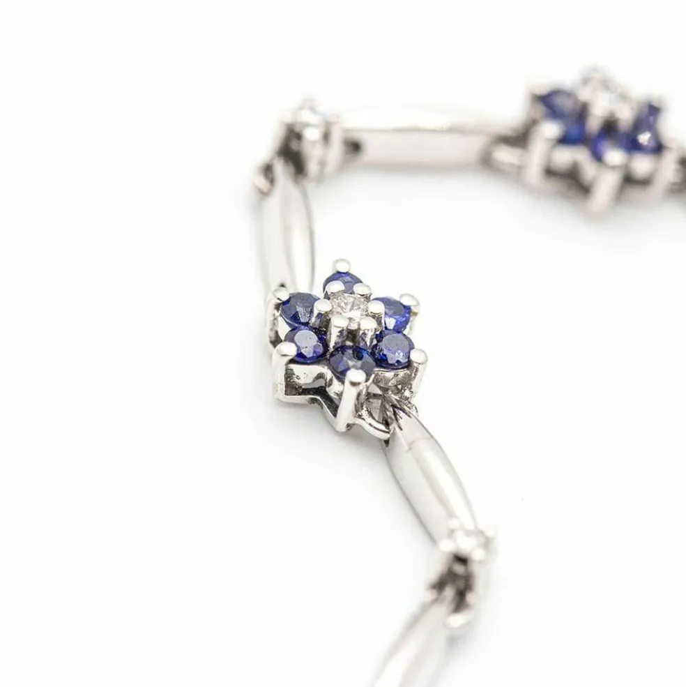Bracelet "Printemps" Or blanc Saphirs Diamants