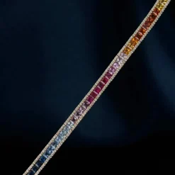 Bracelet rainbow or jaune saphirs et diamants