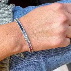 Bracelet rainbow or jaune saphirs et diamants