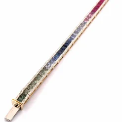 Bracelet rainbow or jaune saphirs et diamants