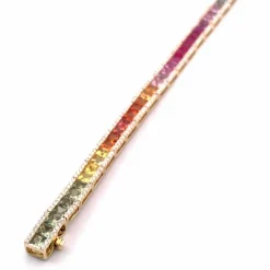 Bracelet rainbow or jaune saphirs et diamants