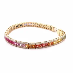 Bracelet rainbow or jaune saphirs et diamants