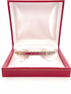 Bracelet rainbow or jaune saphirs et diamants
