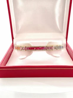 Bracelet rainbow or jaune saphirs et diamants