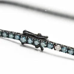 Bracelet Rivière diamants bleus et blancs