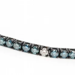 Bracelet Rivière diamants bleus et blancs