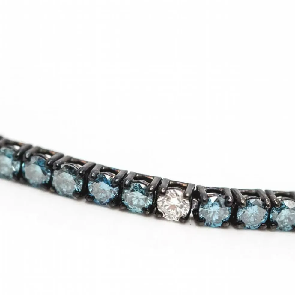 Bracelet Rivière diamants bleus et blancs