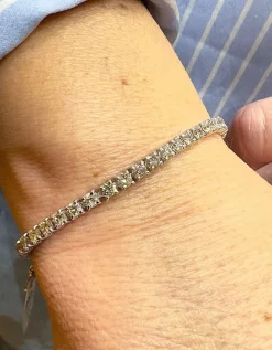Bracelet rivière en diamant or blanc 18 carats, longueur 21,5 cm