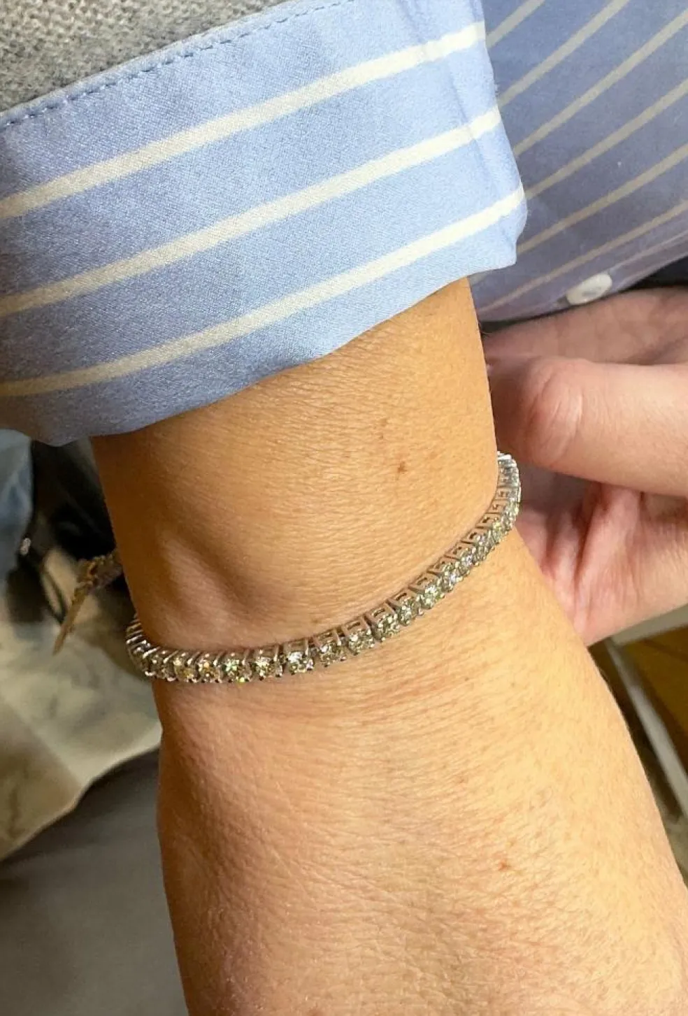 Bracelet rivière en diamant or blanc 18 carats, longueur 21,5 cm