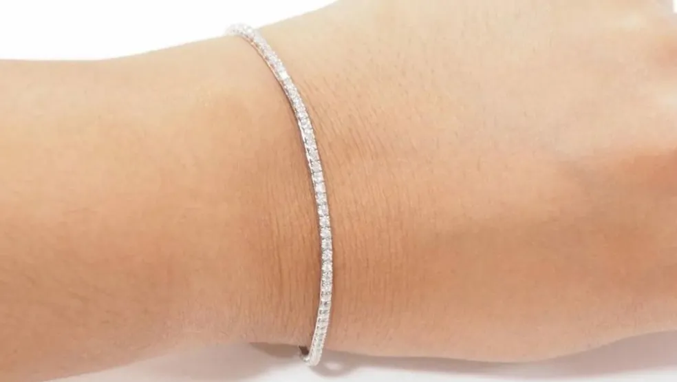 Bracelet rivière en or blanc et diamants 1ct