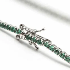 Bracelet Rivière en or blanc et émeraude