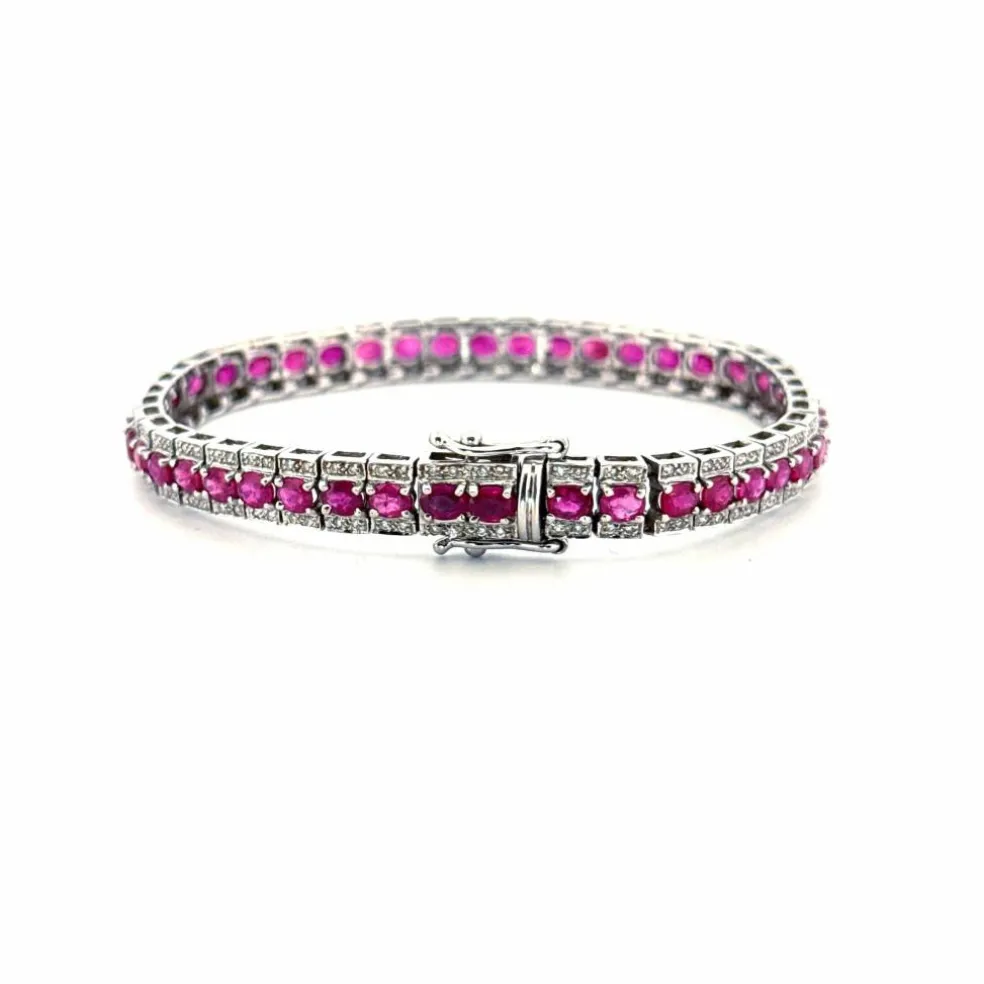 Bracelet Rivière Or Blanc 18k & Rubis