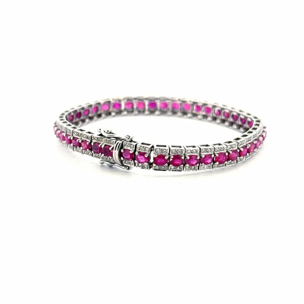 Bracelet Rivière Or Blanc 18k & Rubis