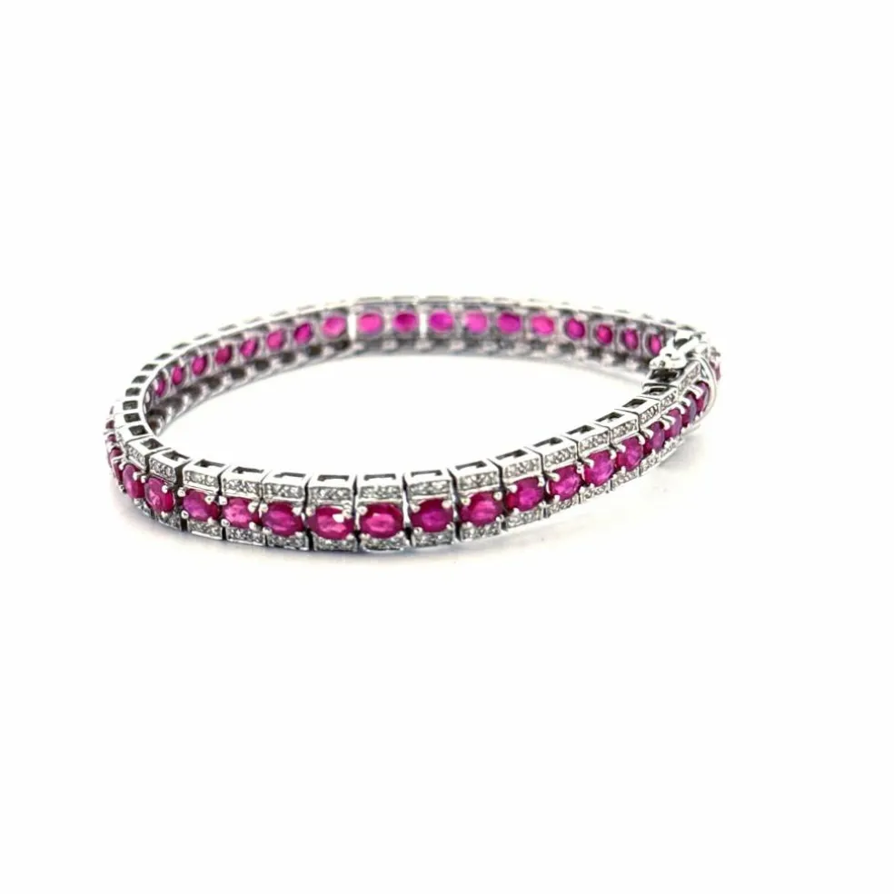Bracelet Rivière Or Blanc 18k & Rubis