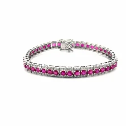 Bracelet Rivière Or Blanc 18k & Rubis