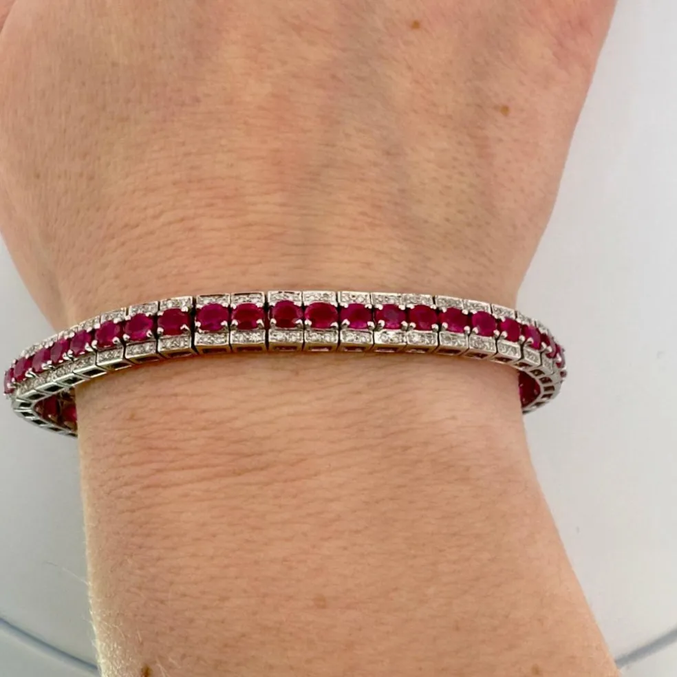 Bracelet Rivière Or Blanc 18k & Rubis