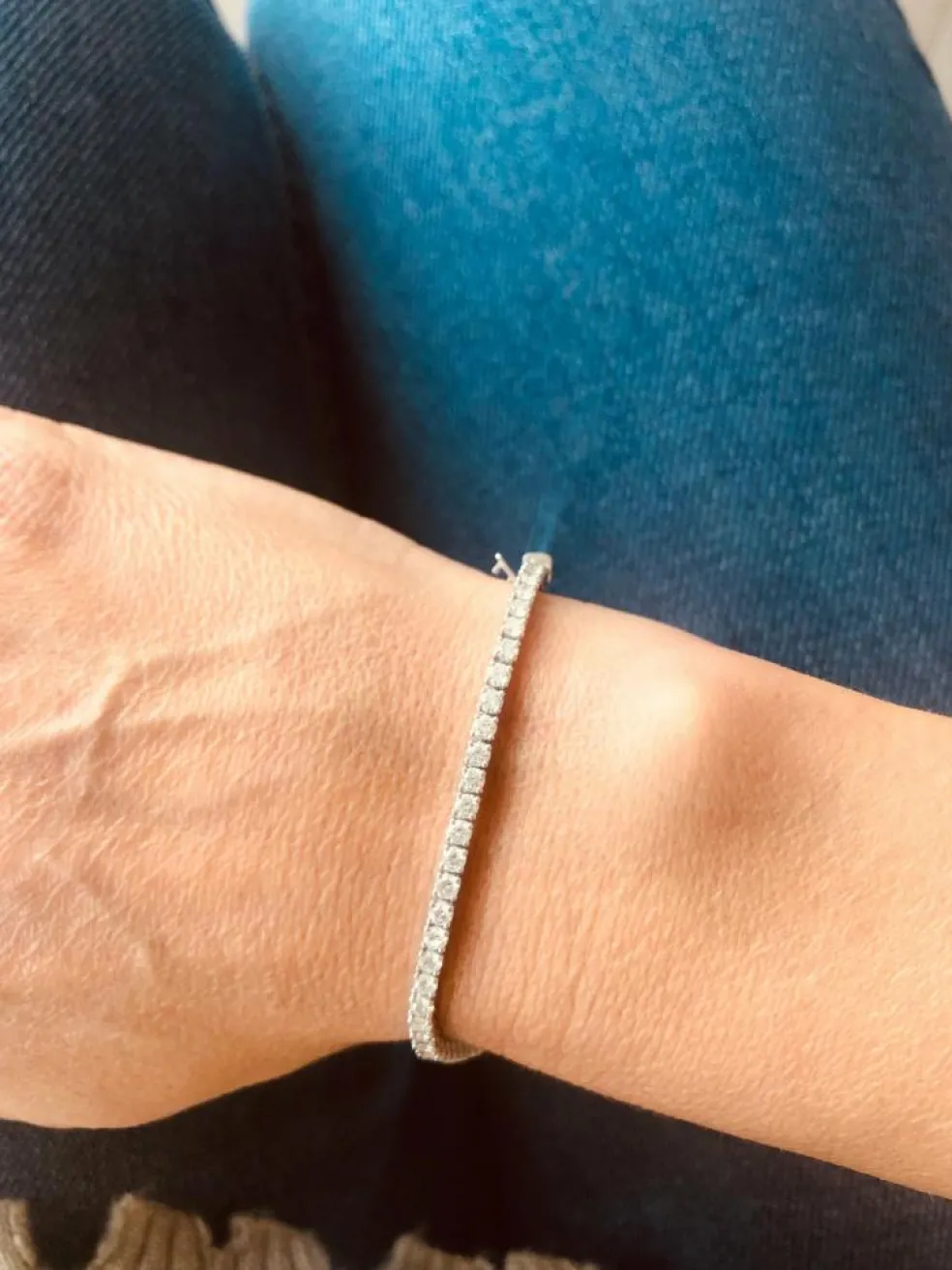 Bracelet rivière or gris en diamants