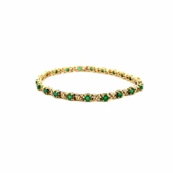 Bracelet Rivière Or Jaune 14k Émeraudes & Diamants