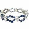 Bracelet rétro à maillons en saphir et diamant