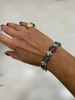 Bracelet rétro à maillons en saphir et diamant