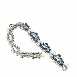Bracelet rétro à maillons en saphir et diamant