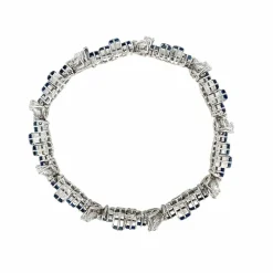 Bracelet rétro à maillons en saphir et diamant