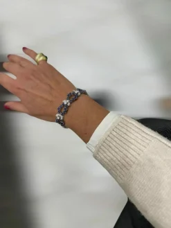 Bracelet rétro à maillons en saphir et diamant