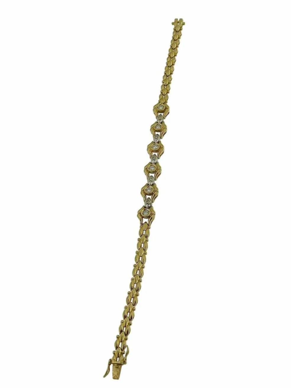 Bracelet rétro deux ors avec diamants certifié HRD