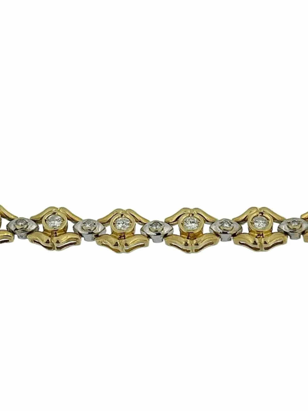 Bracelet rétro deux ors avec diamants certifié HRD