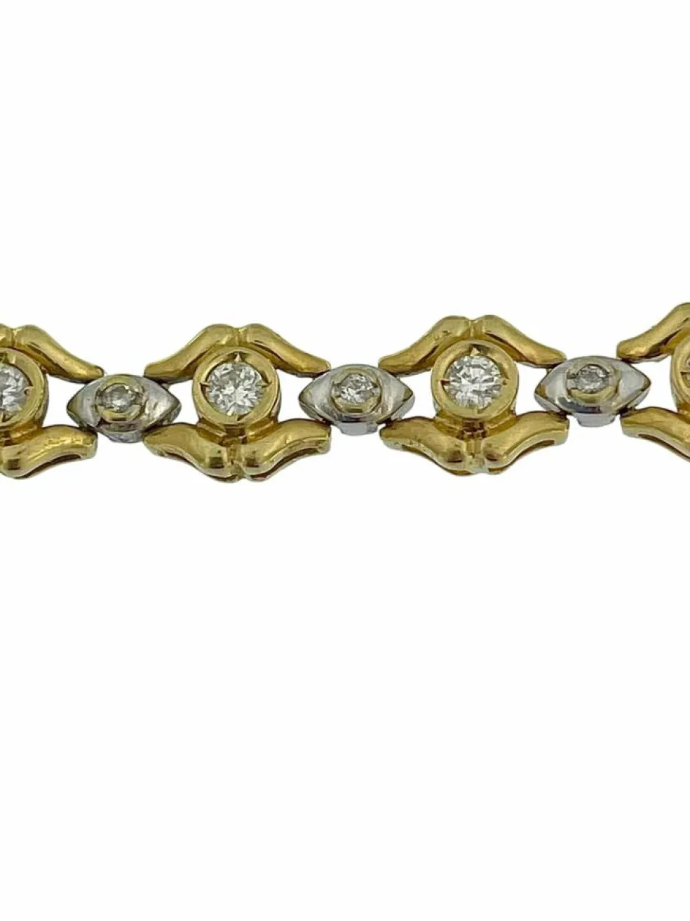 Bracelet rétro deux ors avec diamants certifié HRD
