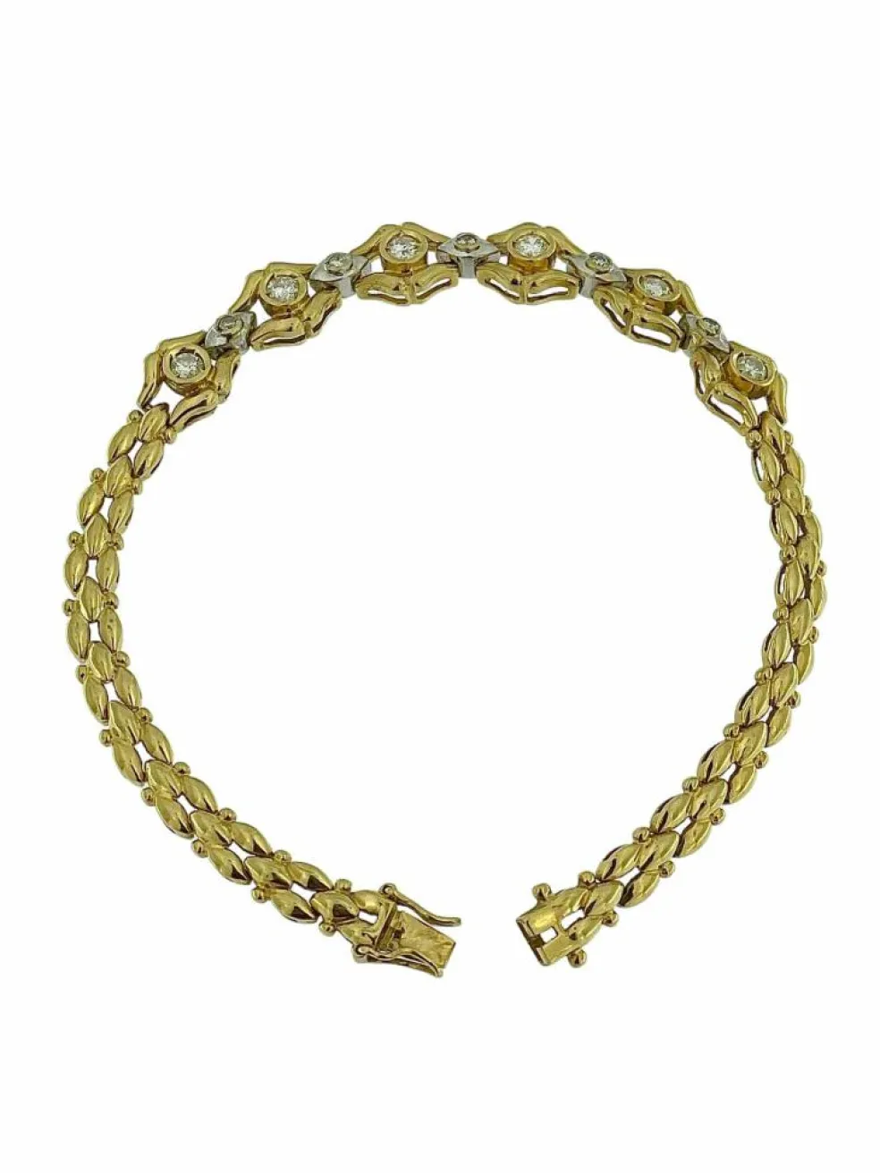 Bracelet rétro deux ors avec diamants certifié HRD