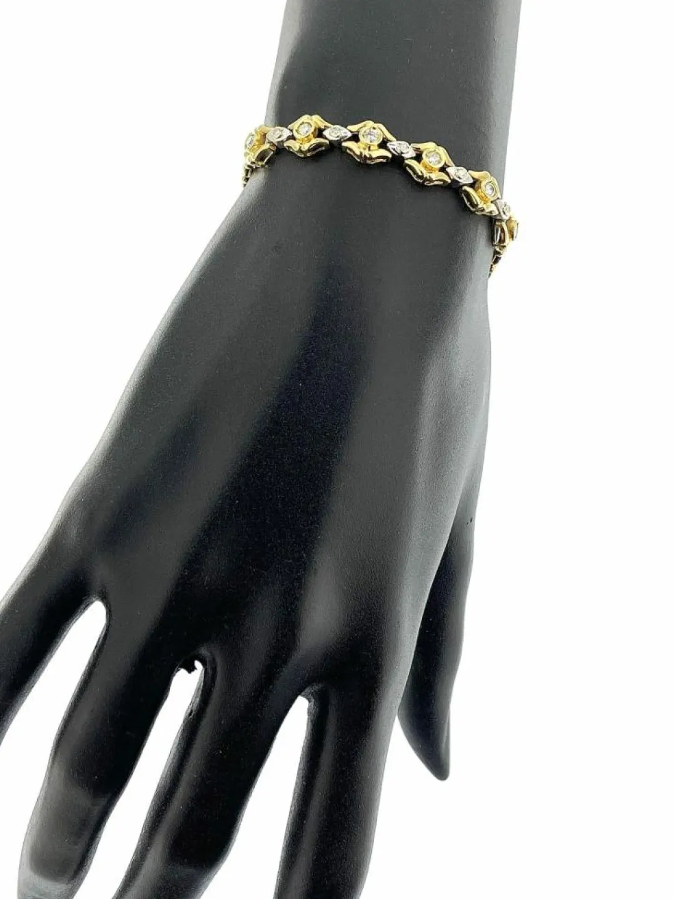 Bracelet rétro deux ors avec diamants certifié HRD