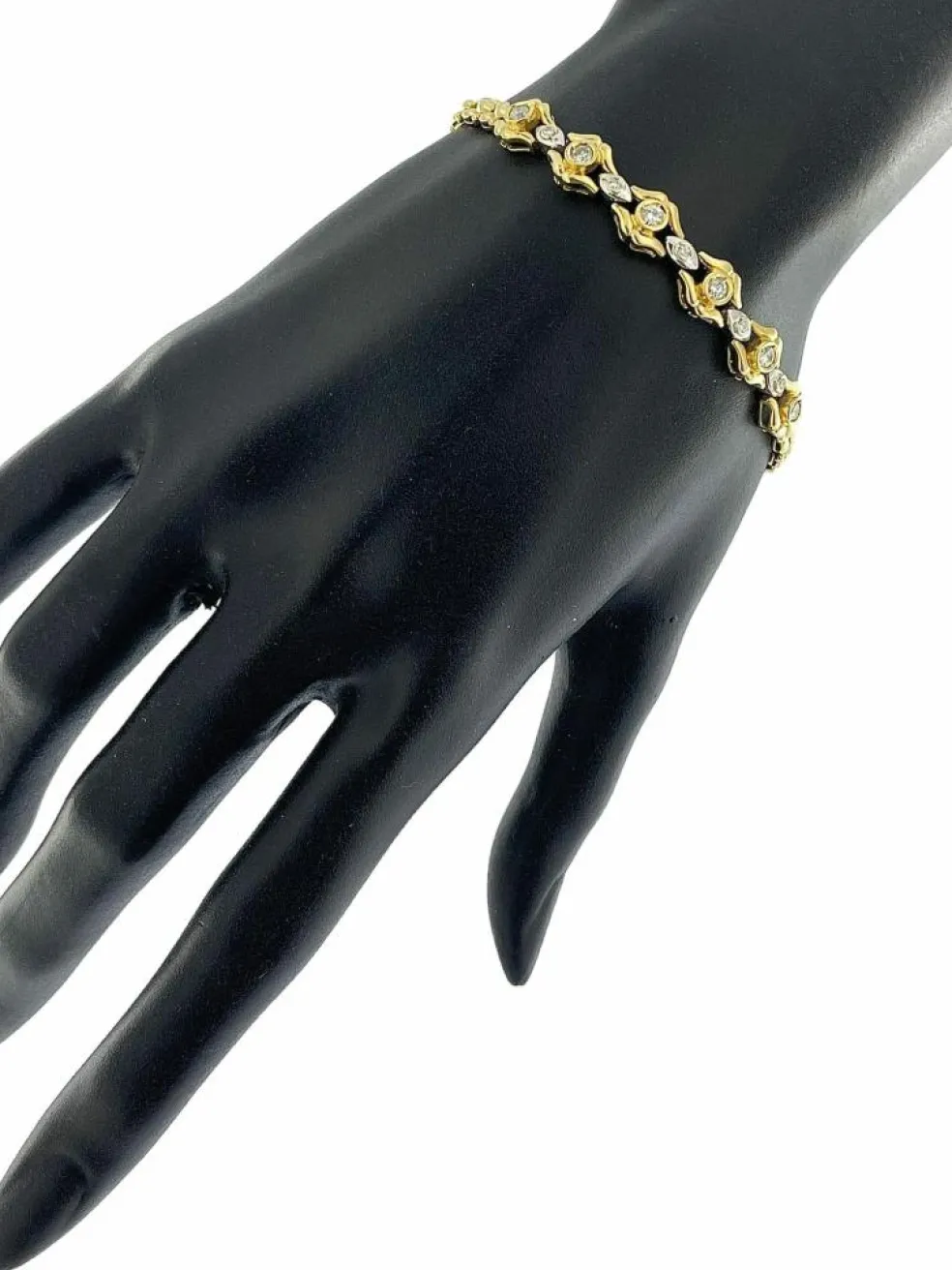 Bracelet rétro deux ors avec diamants certifié HRD