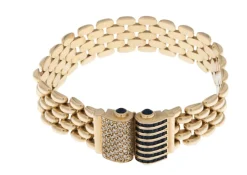 Bracelet Rétro en or jaune avec diamants et saphirs