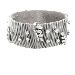 Bracelet rétro en tissu platine avec diamants de 7,50 ct