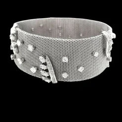 Bracelet rétro en tissu platine avec diamants de 7,50 ct