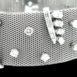 Bracelet rétro en tissu platine avec diamants de 7,50 ct