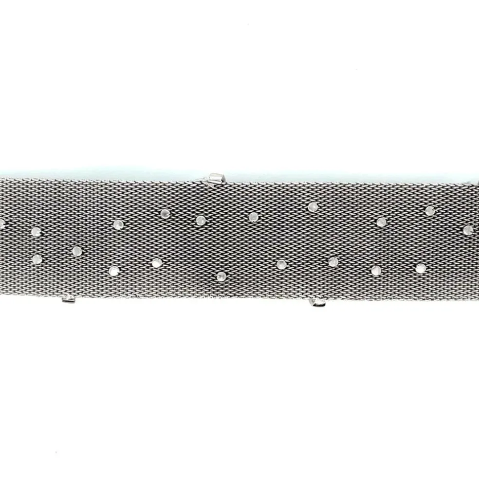 Bracelet rétro en tissu platine avec diamants de 7,50 ct