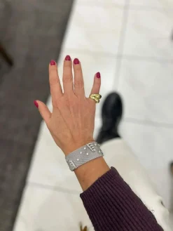 Bracelet rétro en tissu platine avec diamants de 7,50 ct