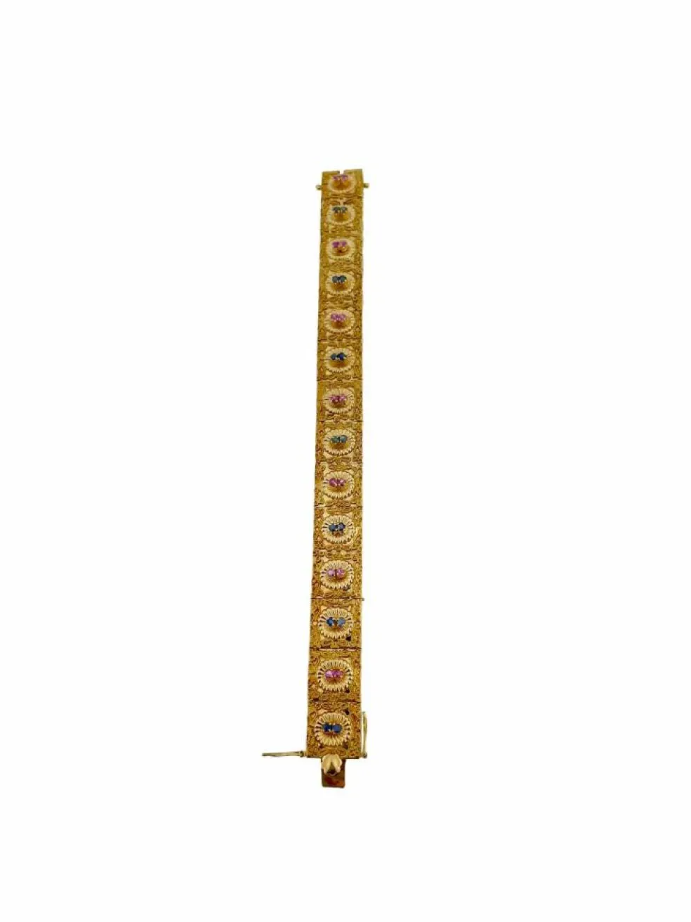 Bracelet rétro Brevetto en or jaune, rubis et saphirs