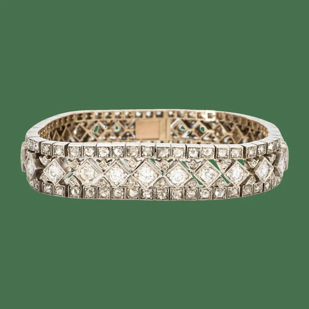 Bracelet ruban en or blanc pavé de diamants
