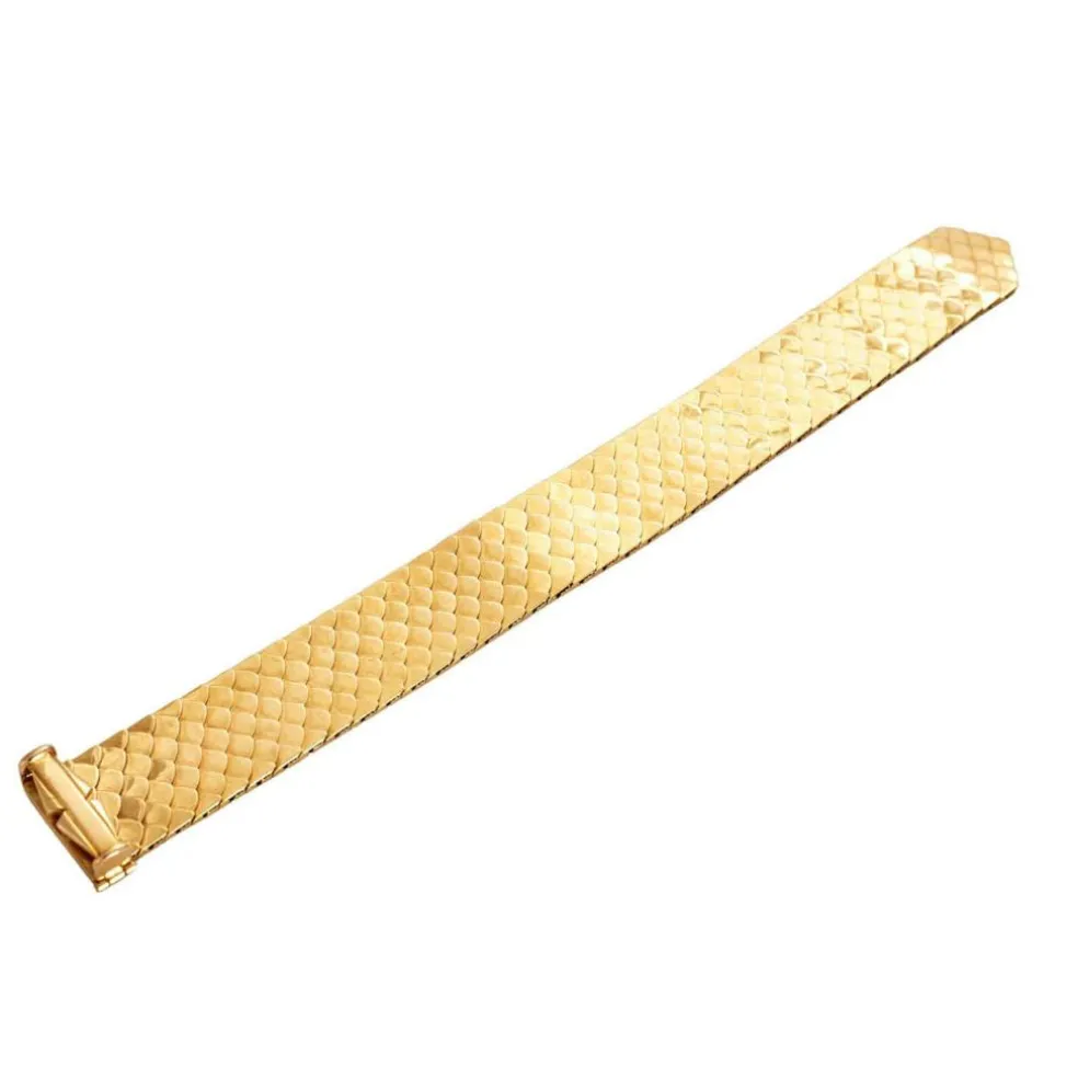 Bracelet ruban en or jaune à maille "nid d'abeille"