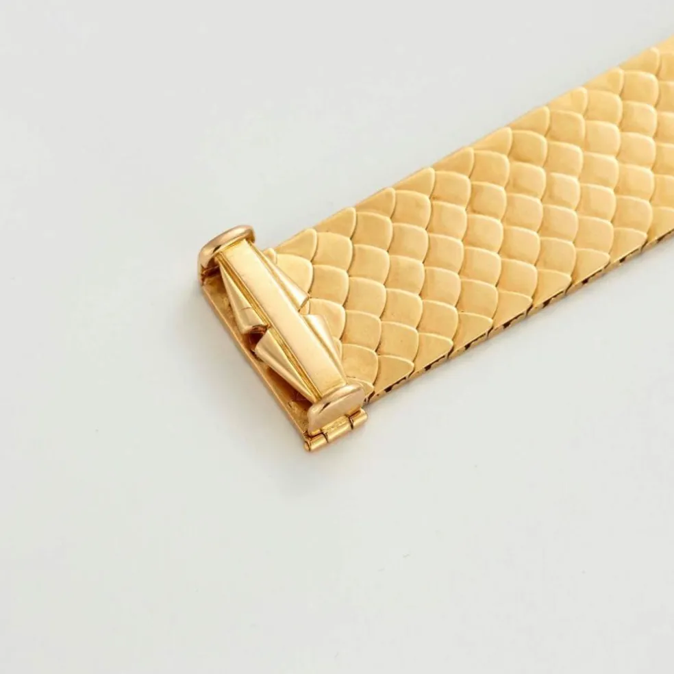 Bracelet ruban en or jaune à maille "nid d'abeille"