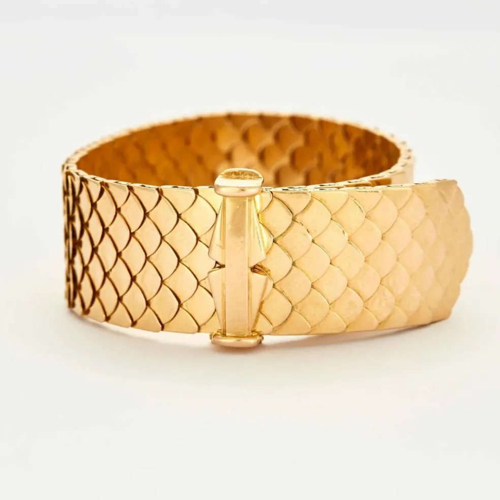 Bracelet ruban en or jaune à maille "nid d'abeille"