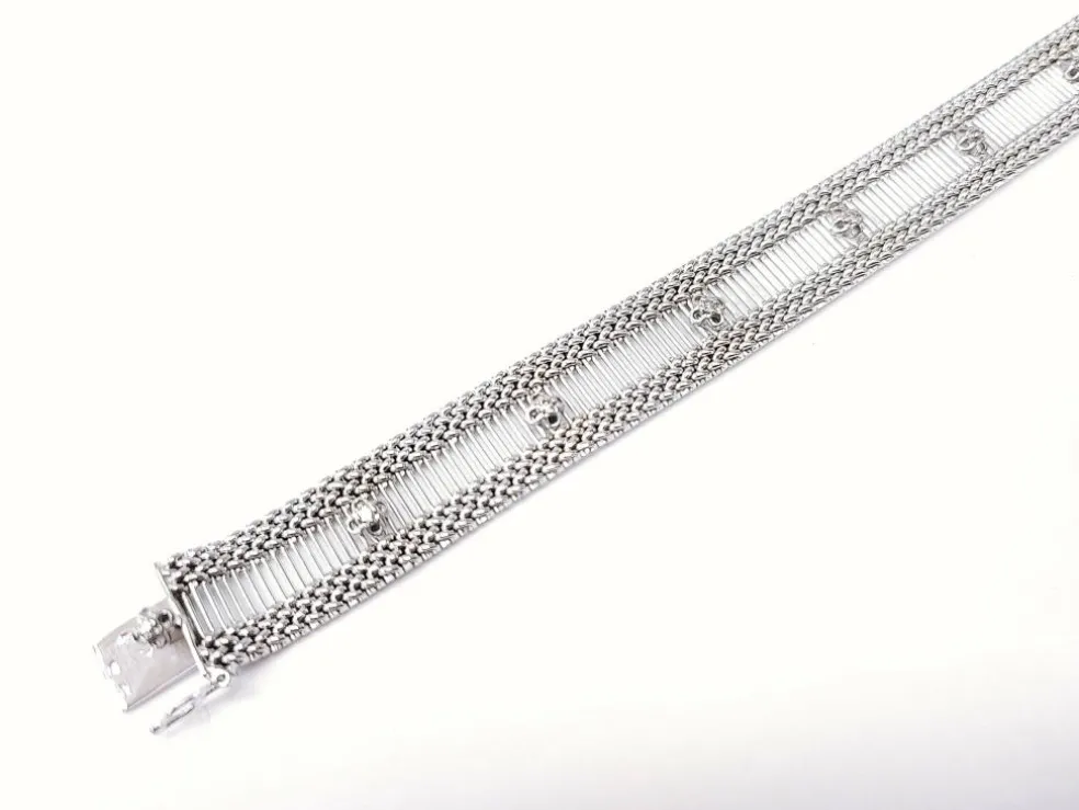 Bracelet ruban or blanc et diamants 1950-1960