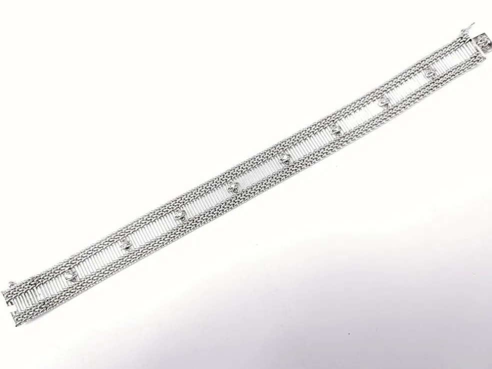 Bracelet ruban or blanc et diamants 1950-1960
