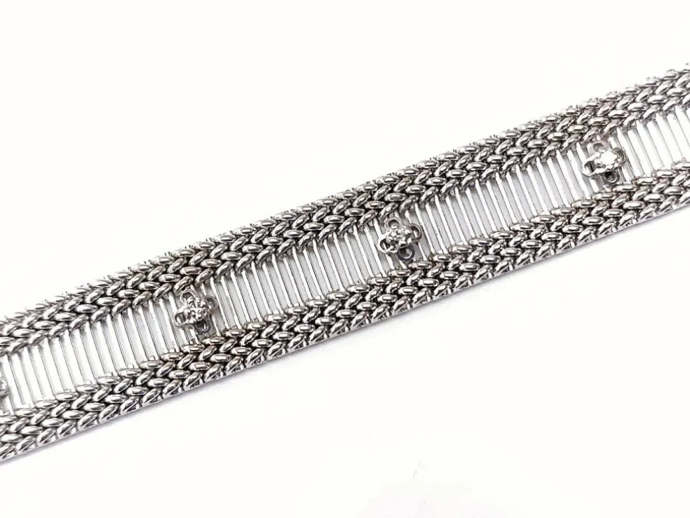 Bracelet ruban or blanc et diamants 1950-1960