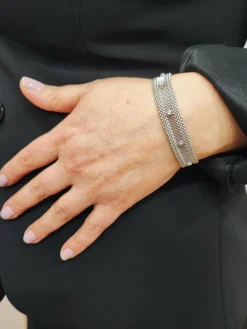 Bracelet ruban or blanc et diamants 1950-1960