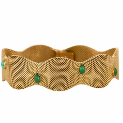 Bracelet ruban, or jaune et turquoise