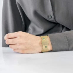 Bracelet ruban, or jaune et turquoise